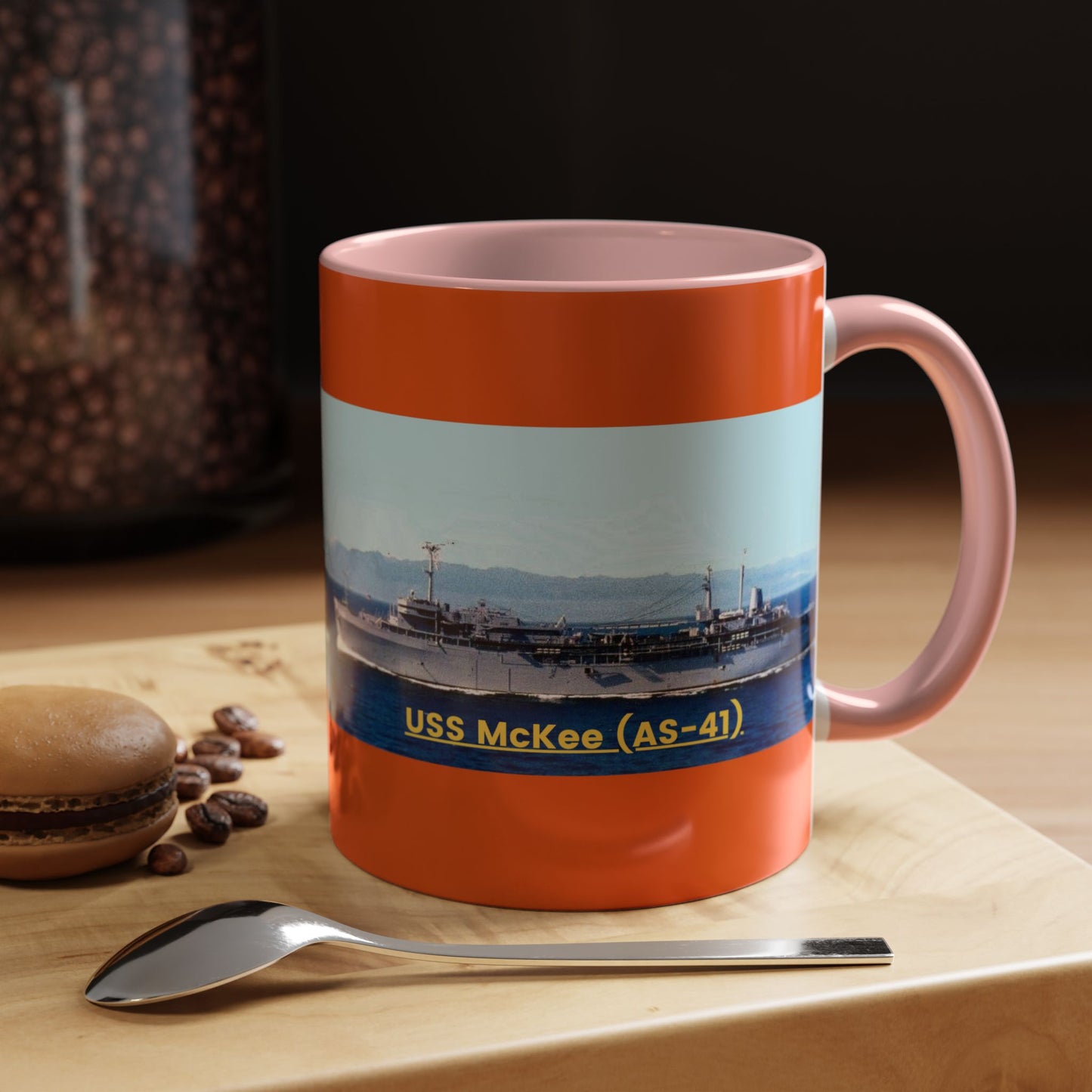 USS McKee (AS-41) Navy POD Smileandlaughtees Accent Coffee Mug (11, 15oz)