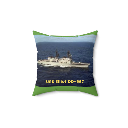 USS Elliot DD-967 Navy POD Smileandlaughtees Spun Polyester Square Pillow