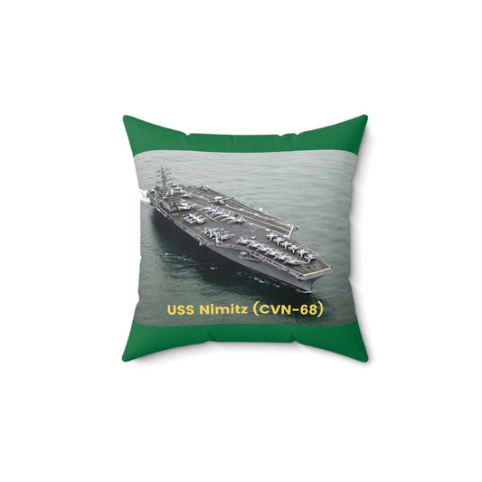 USS Nimitz (CVN-68) Navy POD Smileandlaughtees Spun Polyester Square Pillow