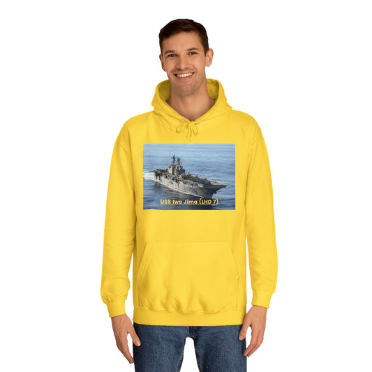 USS Iwo Jima (LHD 7) Navy POD Smileandlaughtees Unisex College Hoodie