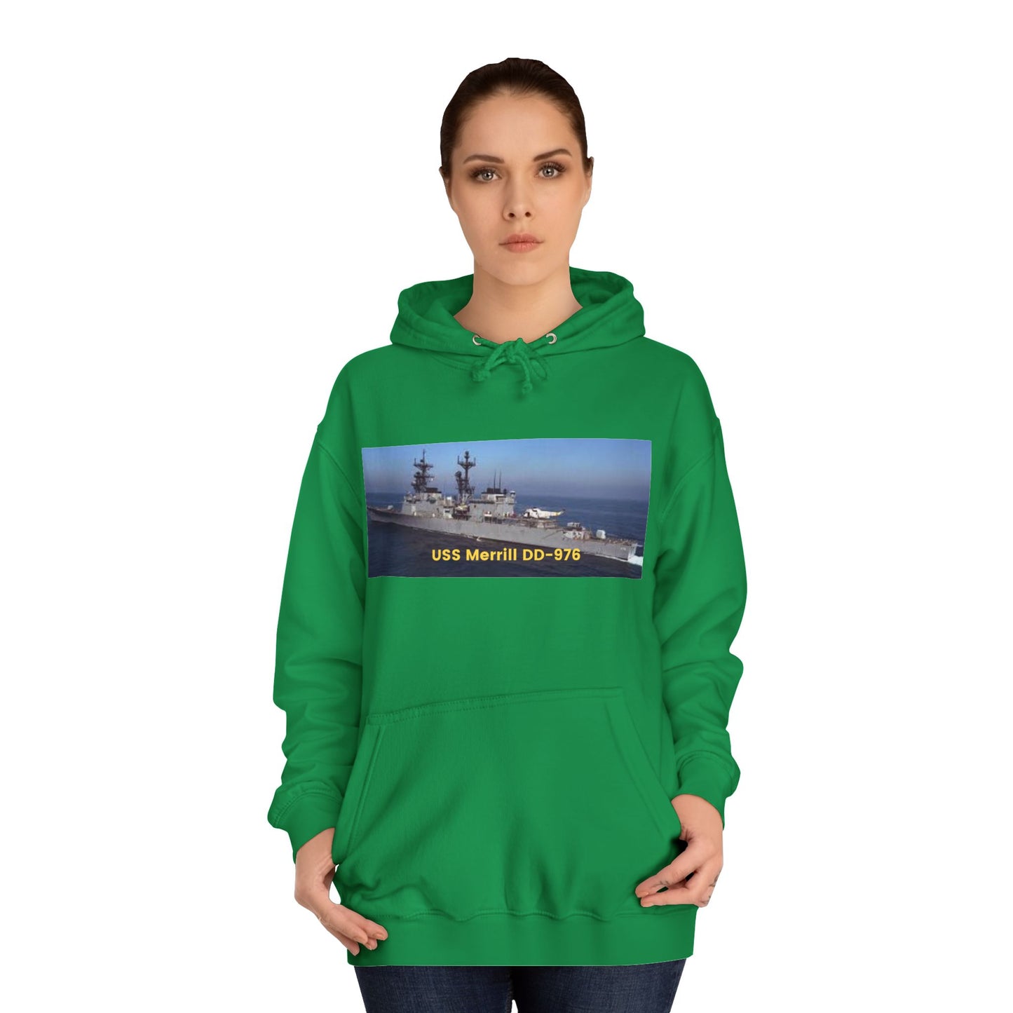 USS Merrill DD-976 Navy POD Smileandlaughtees Unisex College Hoodie