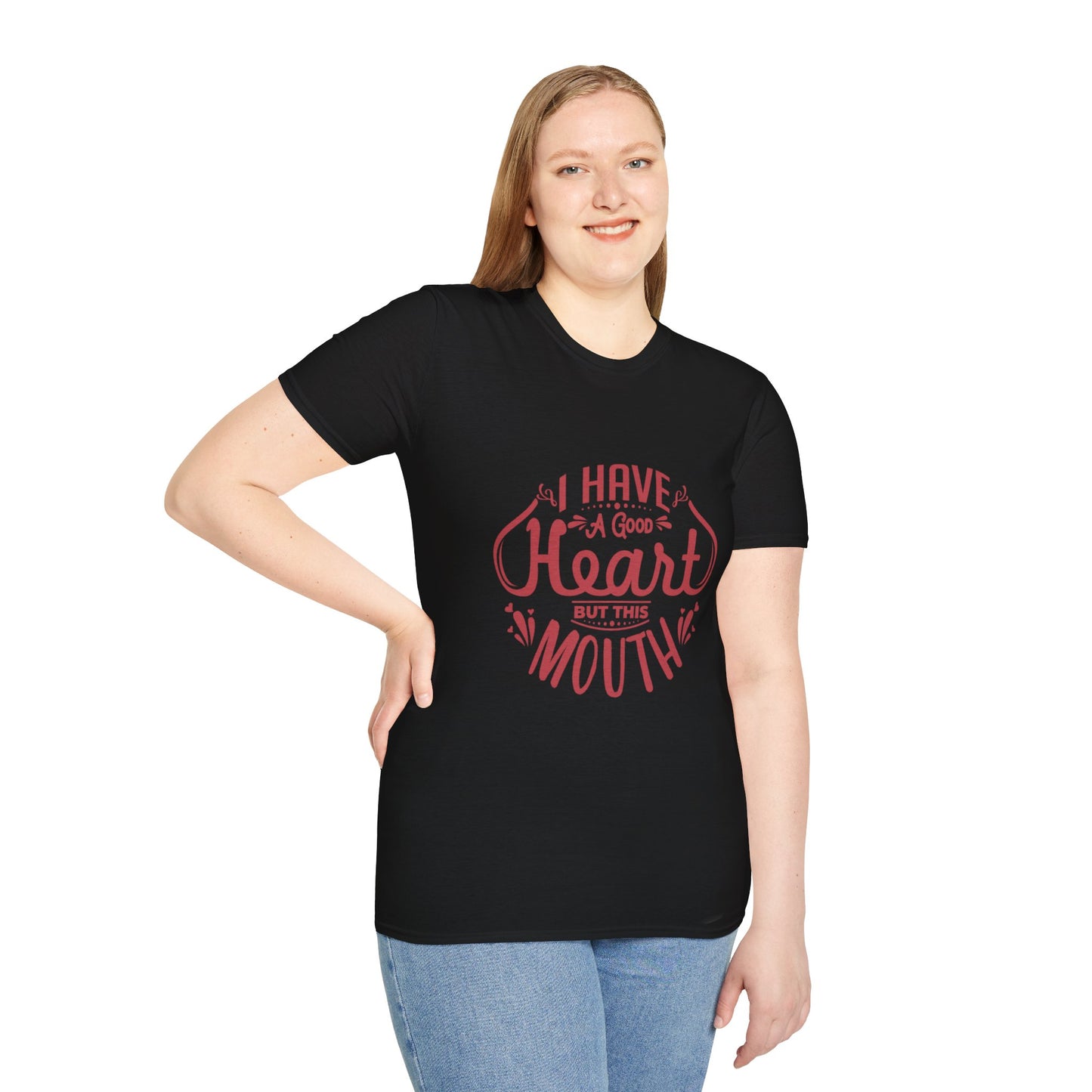 I Have A Good Heart But This Mouth SmileandLaughTees Unisex Softstyle T-Shirt