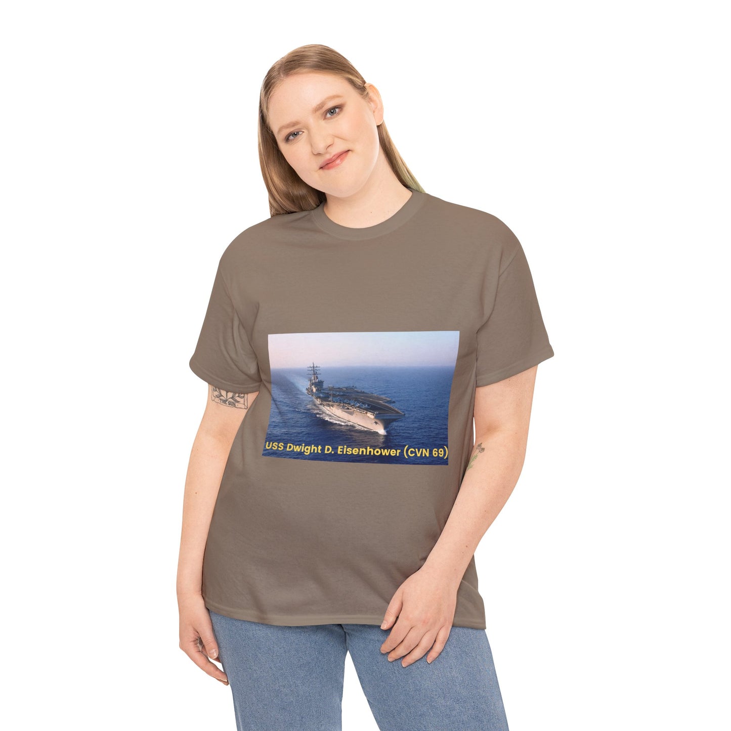 USS Dwight D. Eisenhower (CVN 69) Navy POD Smileandlaughtees Unisex Heavy Cotton Tee T-Shirt