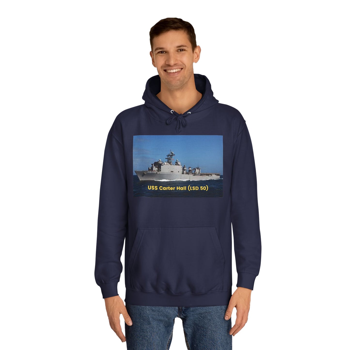 USS Carter Hall (LSD 50) Navy POD Smileandlaughtees Unisex College Hoodie