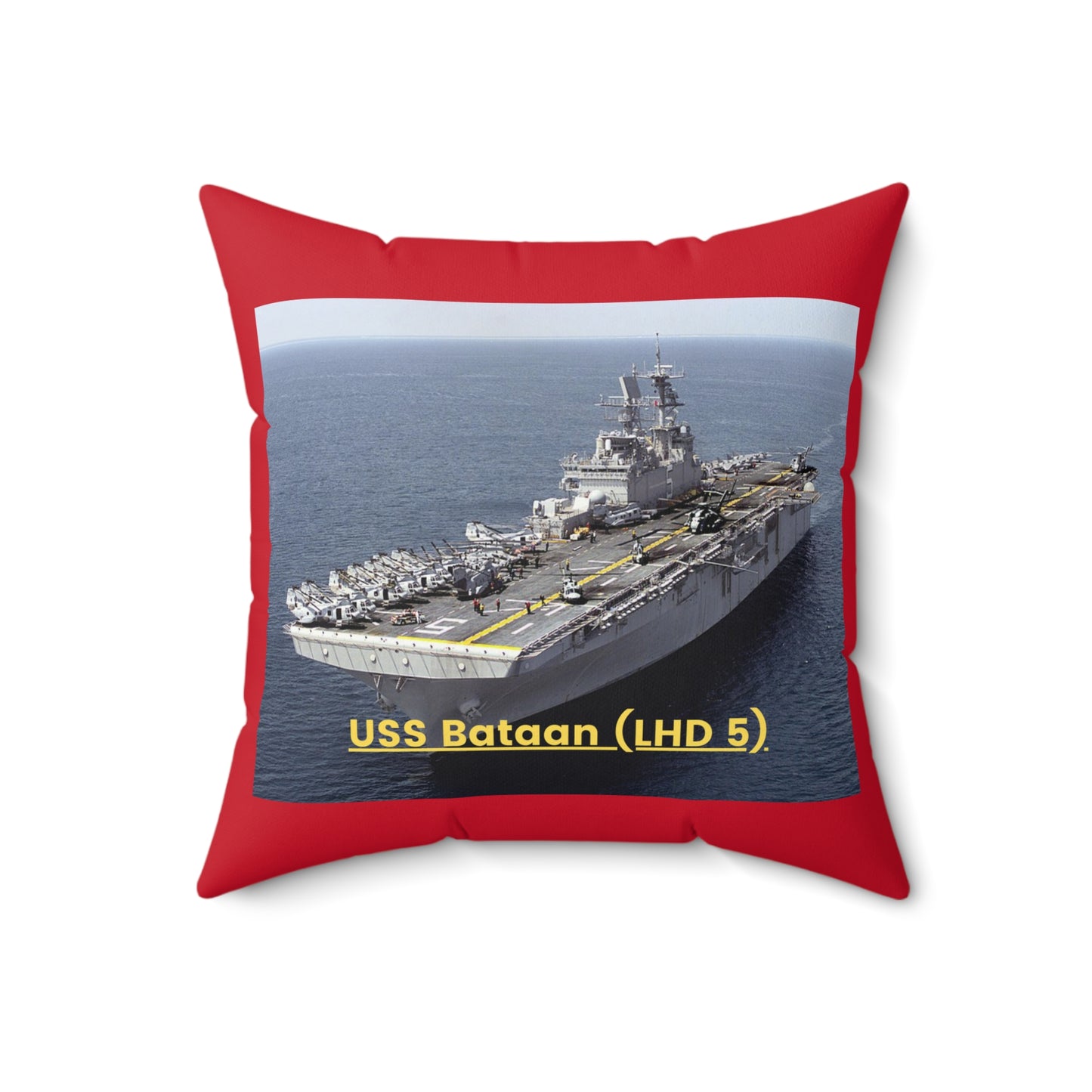 USS Bataan (LHD 5) Navy POD Smileandlaughtees Spun Polyester Square Pillow