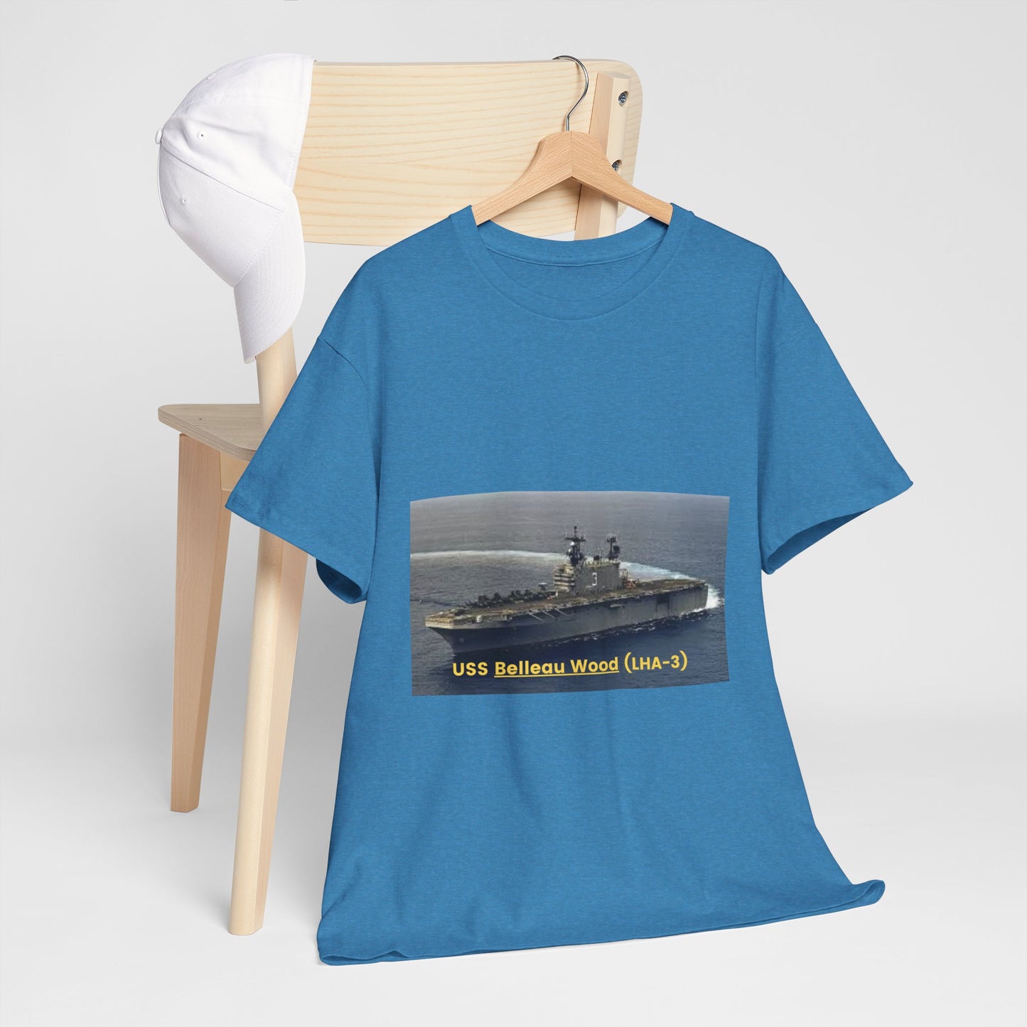 USS Belleau Wood (LHA-3) Navy POD Smileandlaughtees Unisex Heavy Cotton Tee T-Shirt