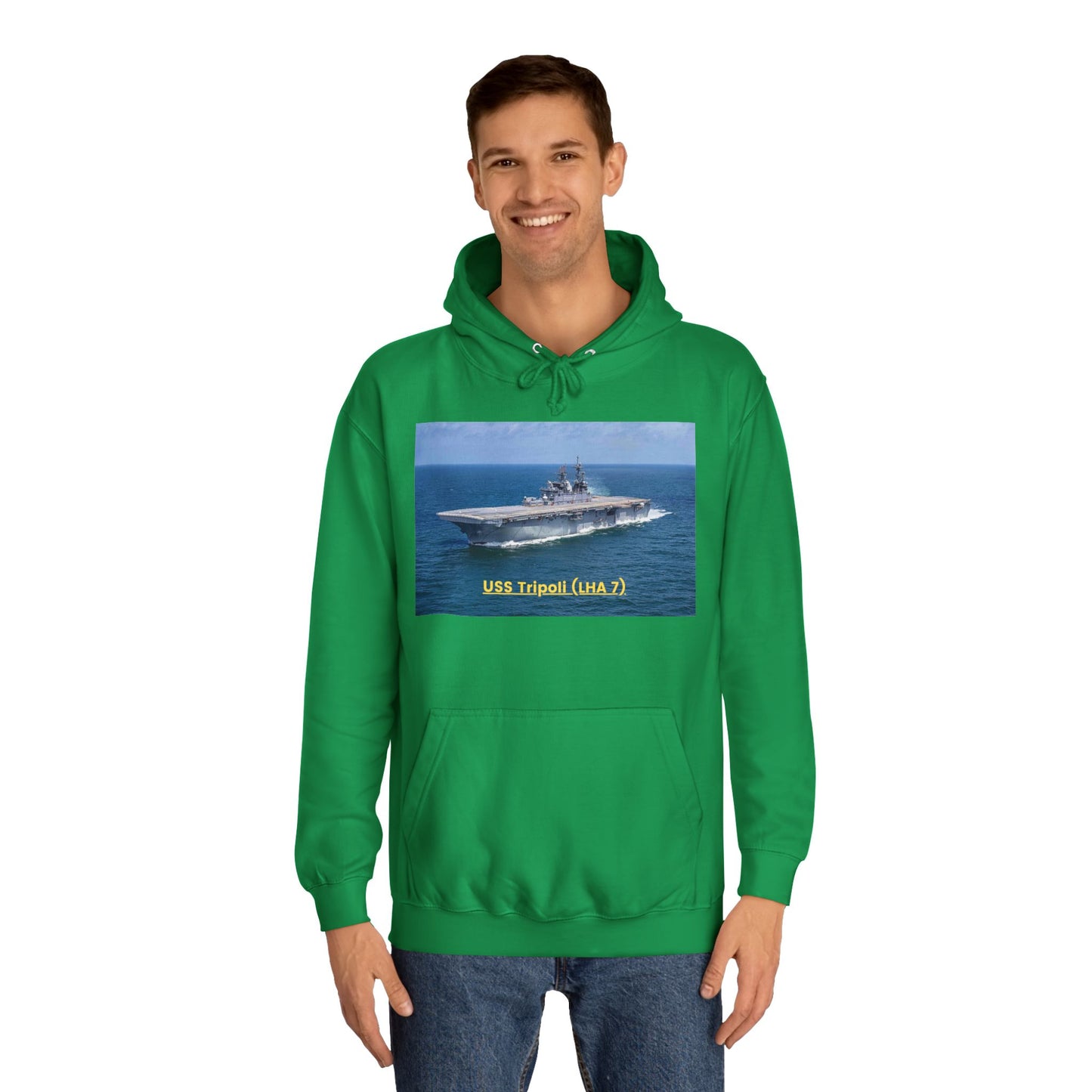 USS Tripoli (LHA 7) Navy POD Smileandlaughtees Unisex College Hoodie