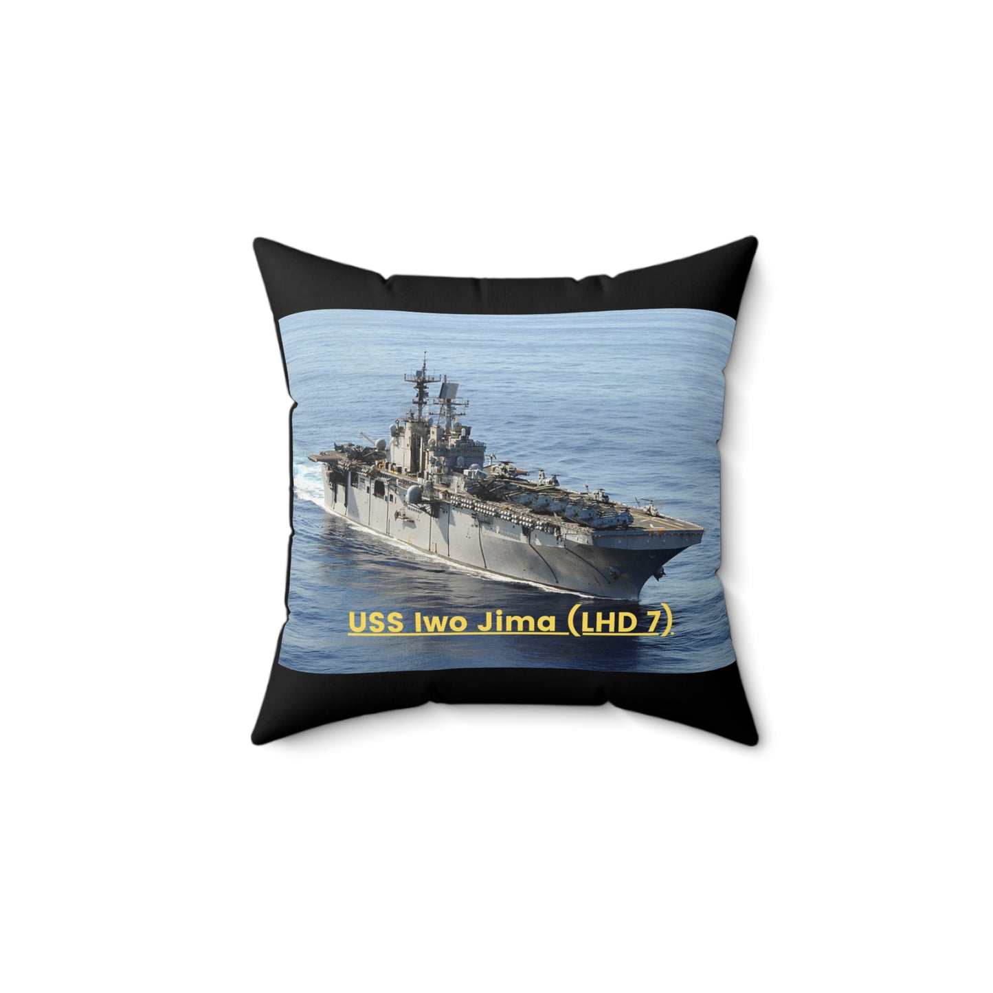 USS Iwo Jima (LHD 7) Navy POD Smileandlaughtees Spun Polyester Square Pillow