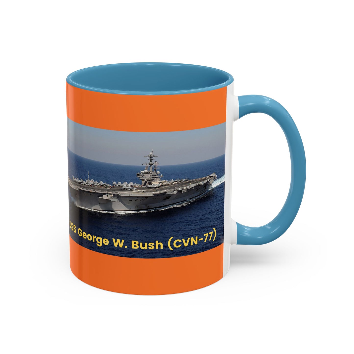 USS George W. Bush (CVN-77) Navy POD Smileandlaughtees Accent Coffee Mug (11, 15oz)