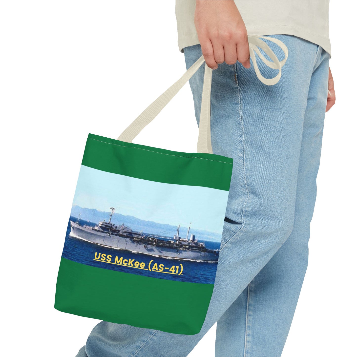 USS McKee (AS-41) Navy POD Smileandlaughtees Tote Bag (AOP)