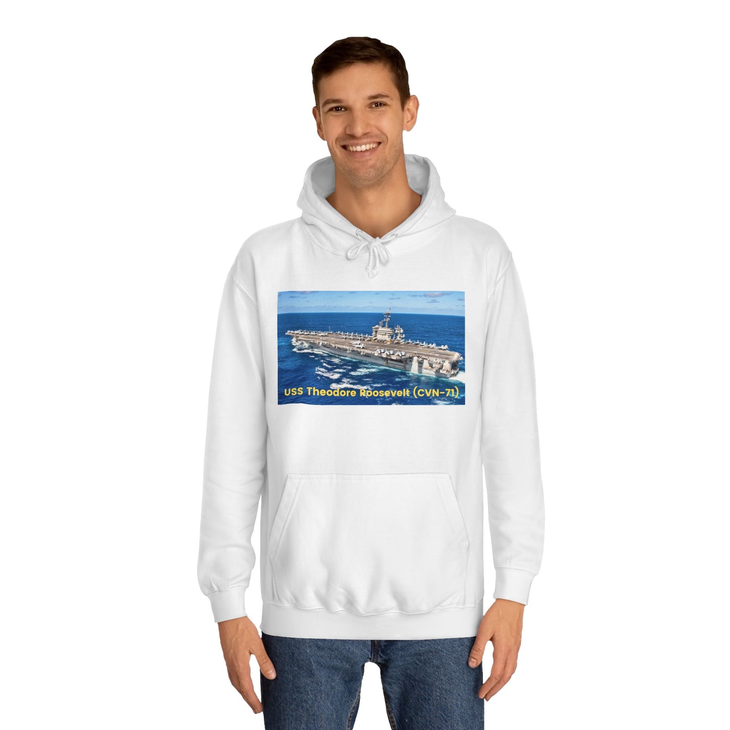 USS Theodore Roosevelt (CVN-71) Navy POD Smileandlaughtees Unisex College Hoodie