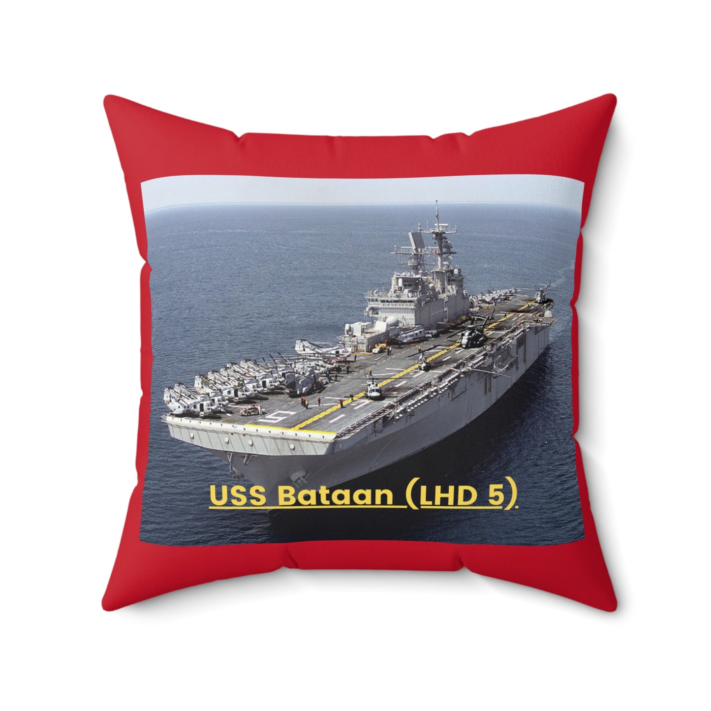 USS Bataan (LHD 5) Navy POD Smileandlaughtees Spun Polyester Square Pillow