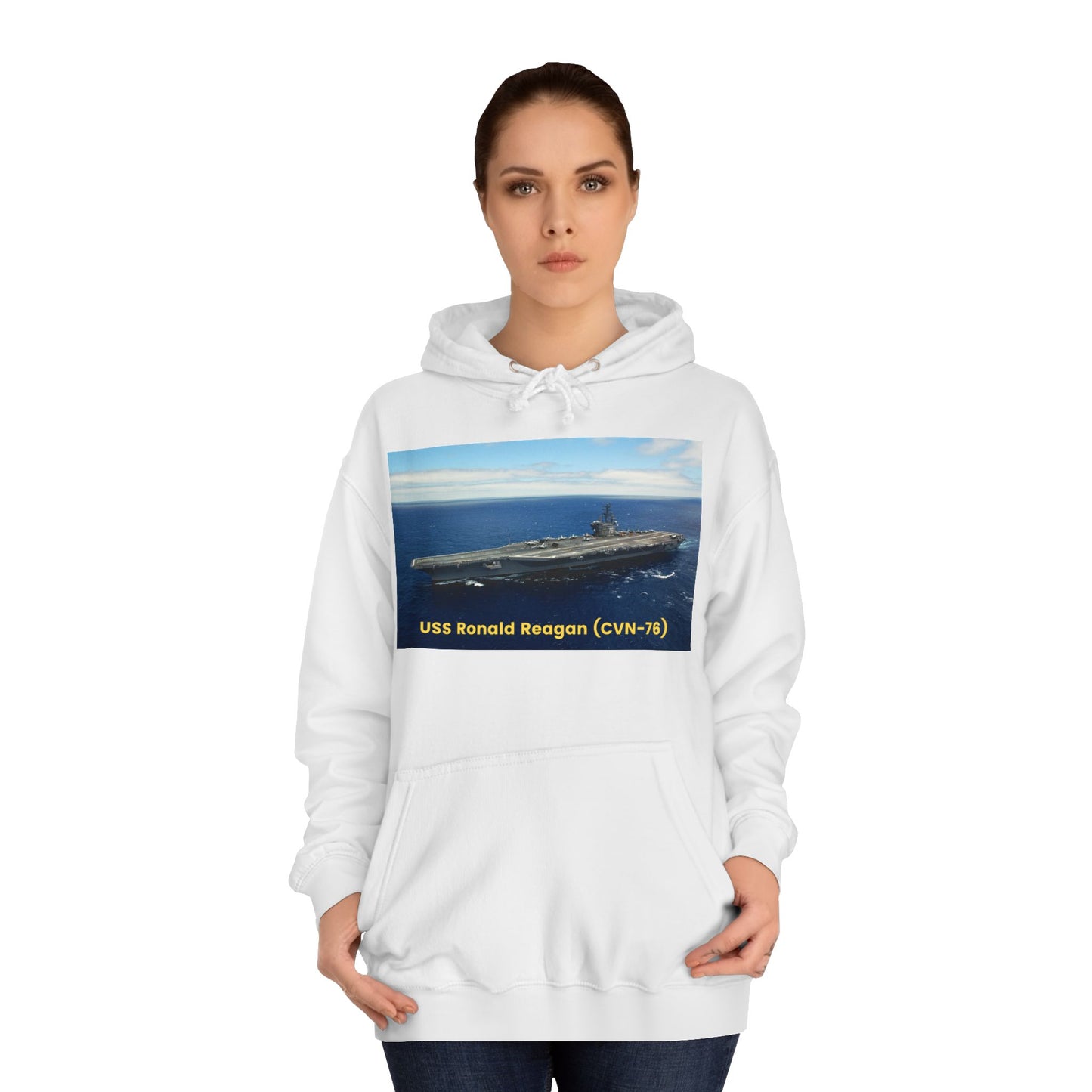 USS Ronald Reagan (CVN-76) Navy POD Smileandlaughtees Unisex College Hoodie