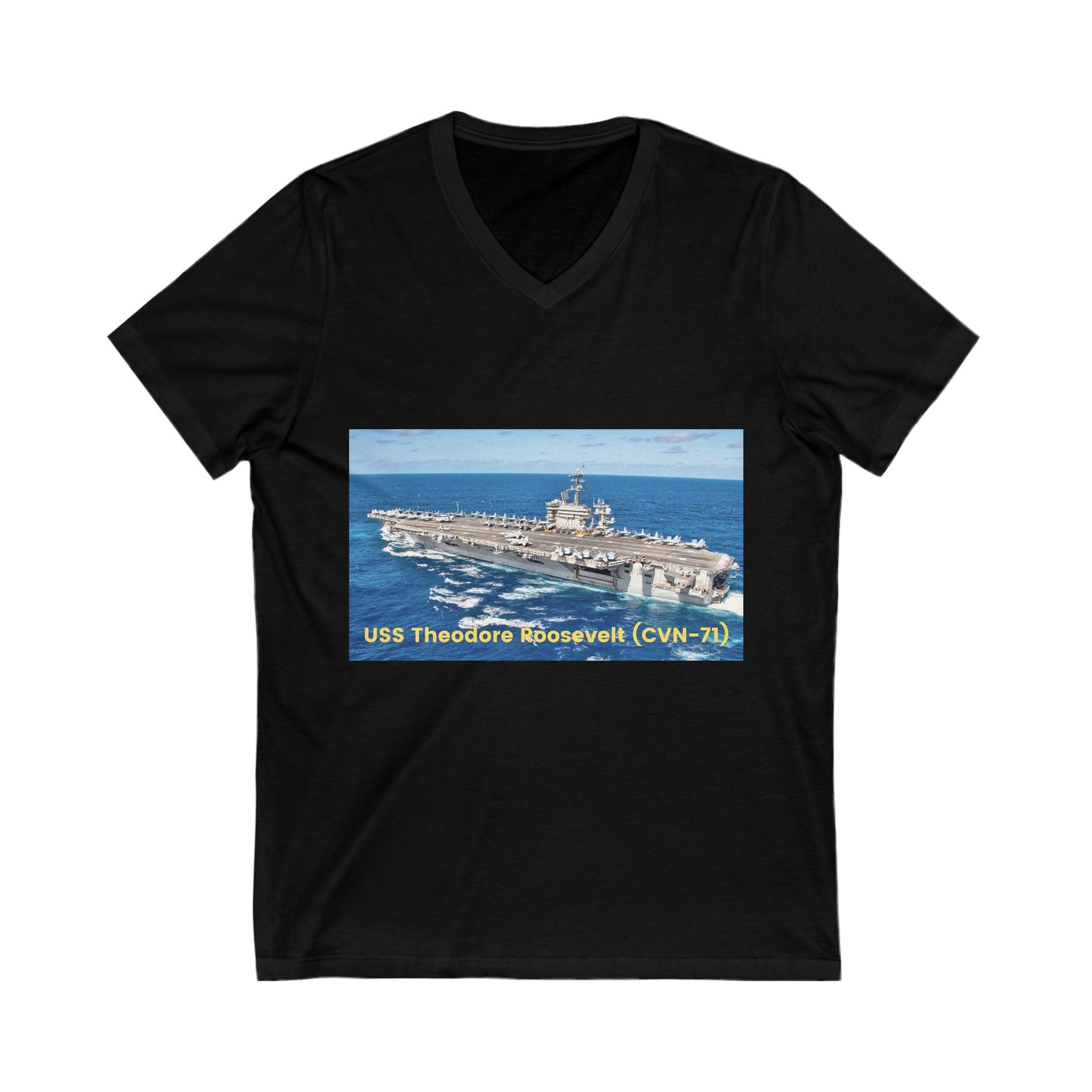 USS Theodore Roosevelt (CVN-71) Unisex Jersey Short Sleeve V-Neck Tee T-Shirt