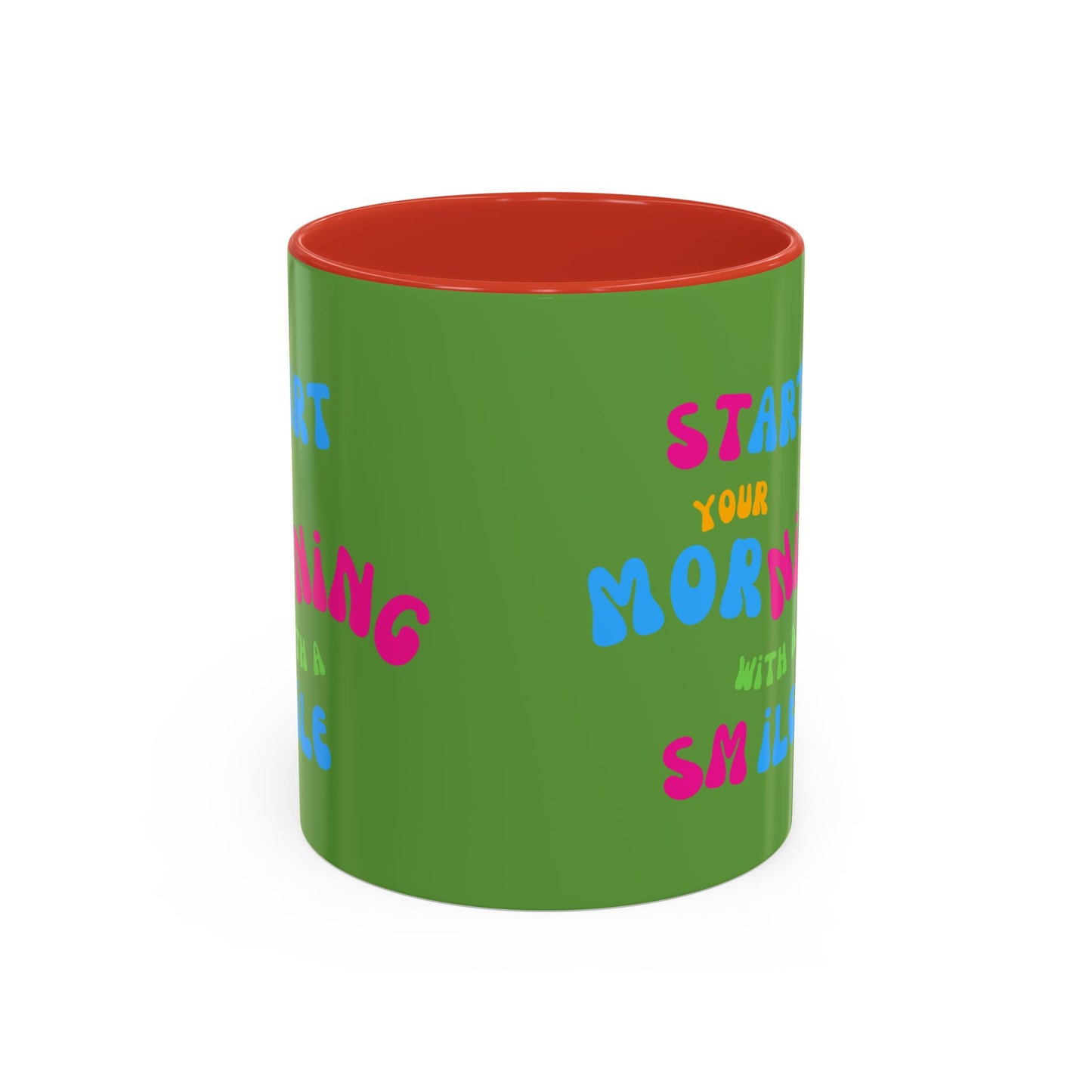 Start youre Morning with a Smile SmileandLaughTees Accent Coffee Mug (11, 15oz)