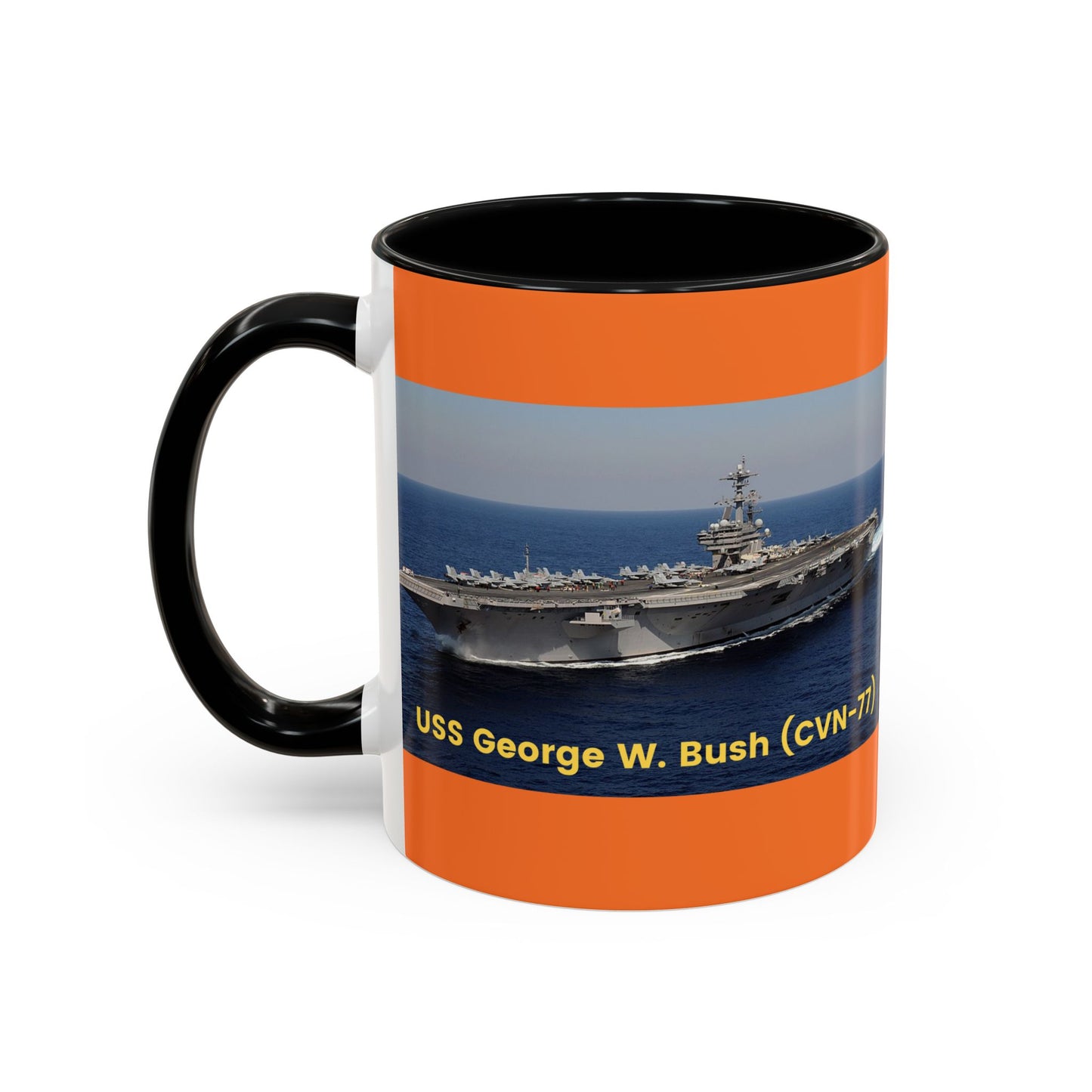 USS George W. Bush (CVN-77) Navy POD Smileandlaughtees Accent Coffee Mug (11, 15oz)