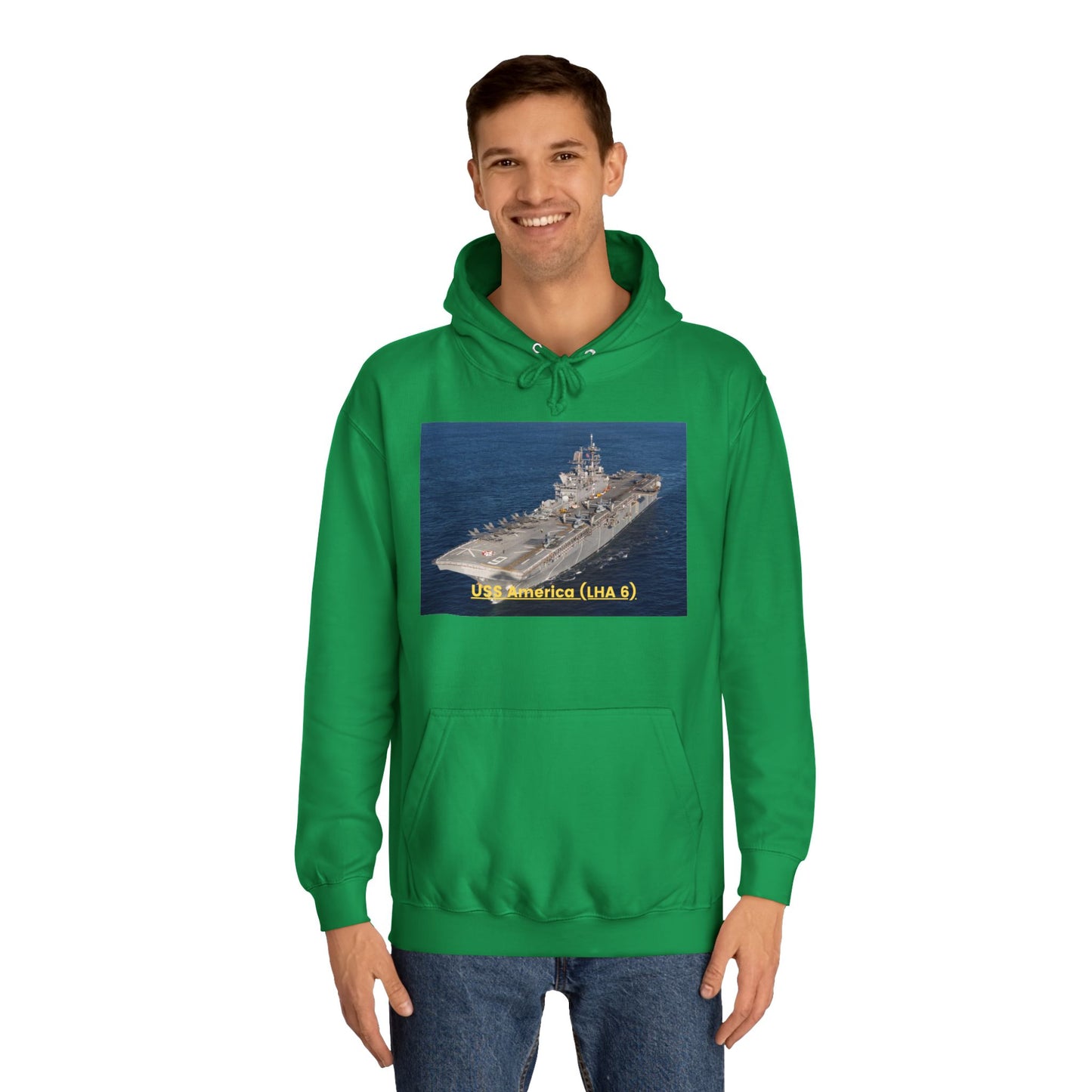 USS America (LHA 6) Navy POD Smileandlaughtees Unisex College Hoodie