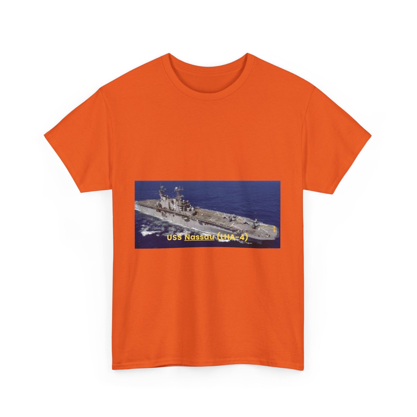 USS Nassau (LHA-4) Navy POD Smileandlaughtees Unisex Heavy Cotton Tee T-Shirt