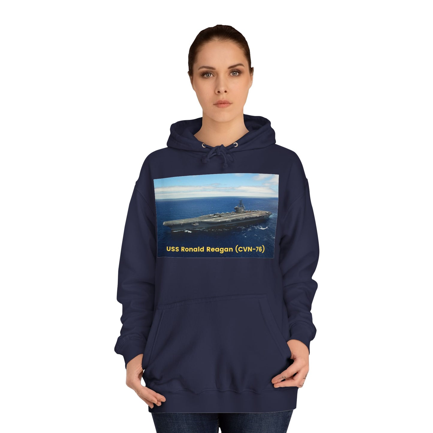 USS Ronald Reagan (CVN-76) Navy POD Smileandlaughtees Unisex College Hoodie