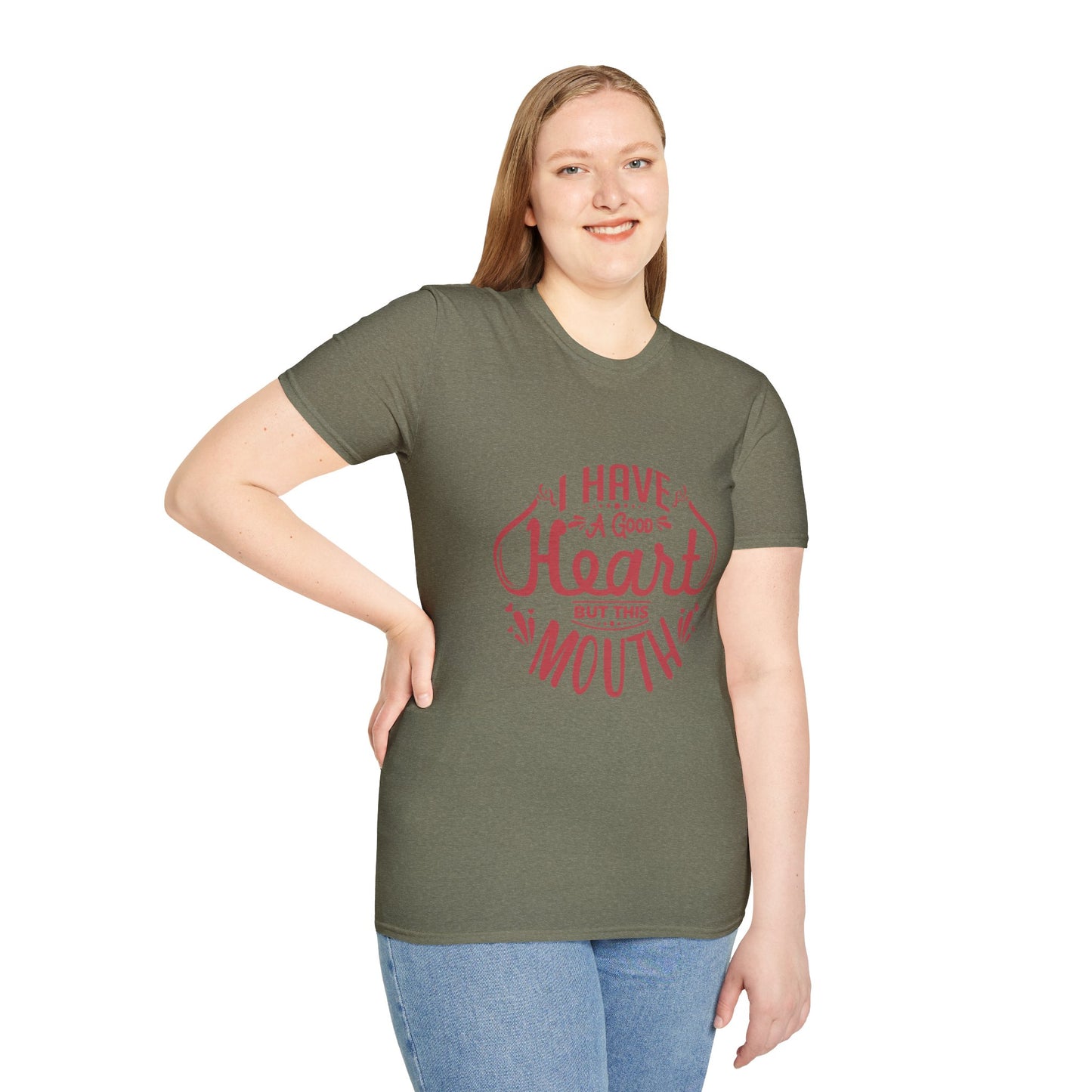 I Have A Good Heart But This Mouth SmileandLaughTees Unisex Softstyle T-Shirt