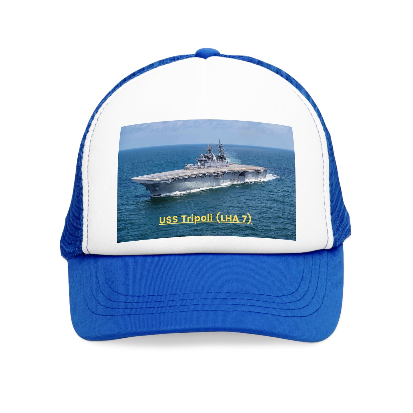 USS Tripoli (LHA 7) Navy POD Smileandlaughtees Mesh Cap