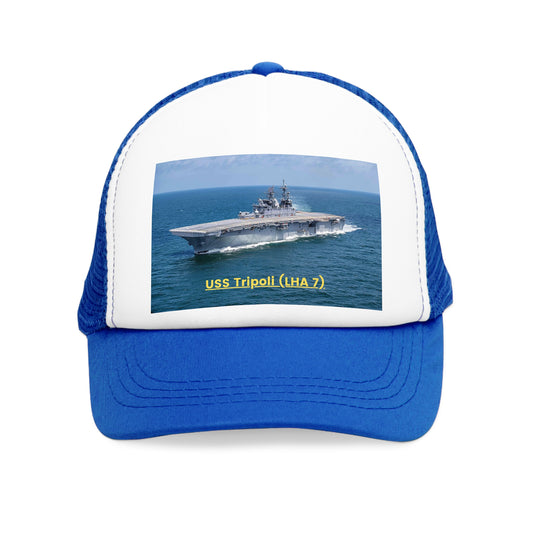 USS Tripoli (LHA 7) Navy POD Smileandlaughtees Mesh Cap