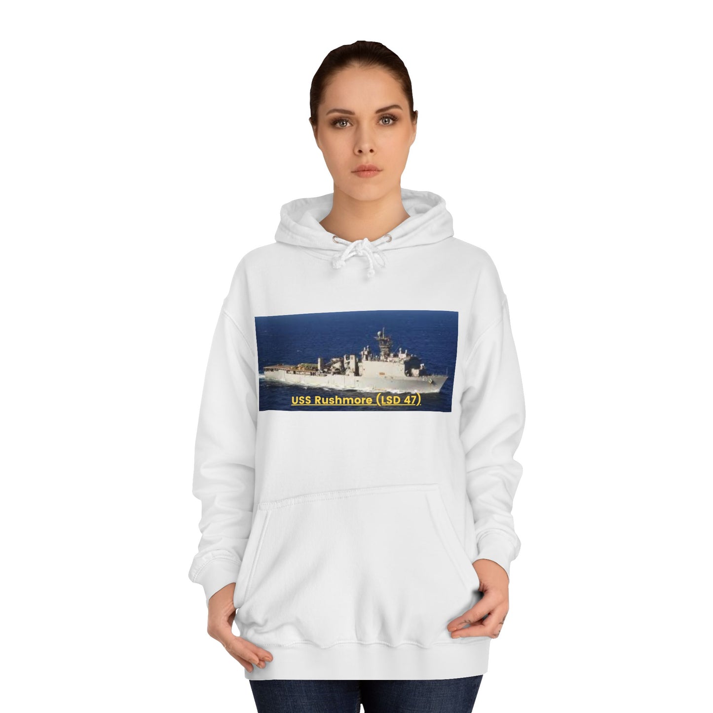 USS Rushmore (LSD 47) Navy POD Smileandlaughtees Unisex College Hoodie