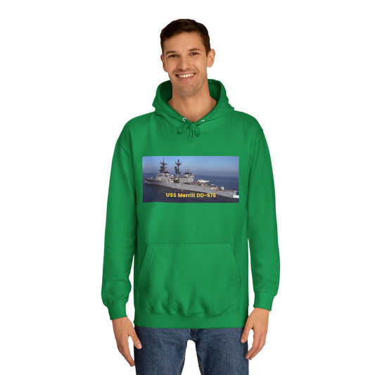 USS Merrill DD-976 Navy POD Smileandlaughtees Unisex College Hoodie