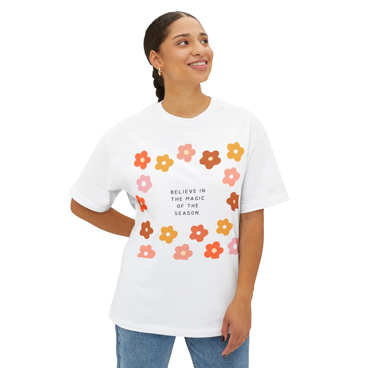 Believe In The Magic of Season SmileandLaughTees Unisex Oversized Boxy T-Shirt