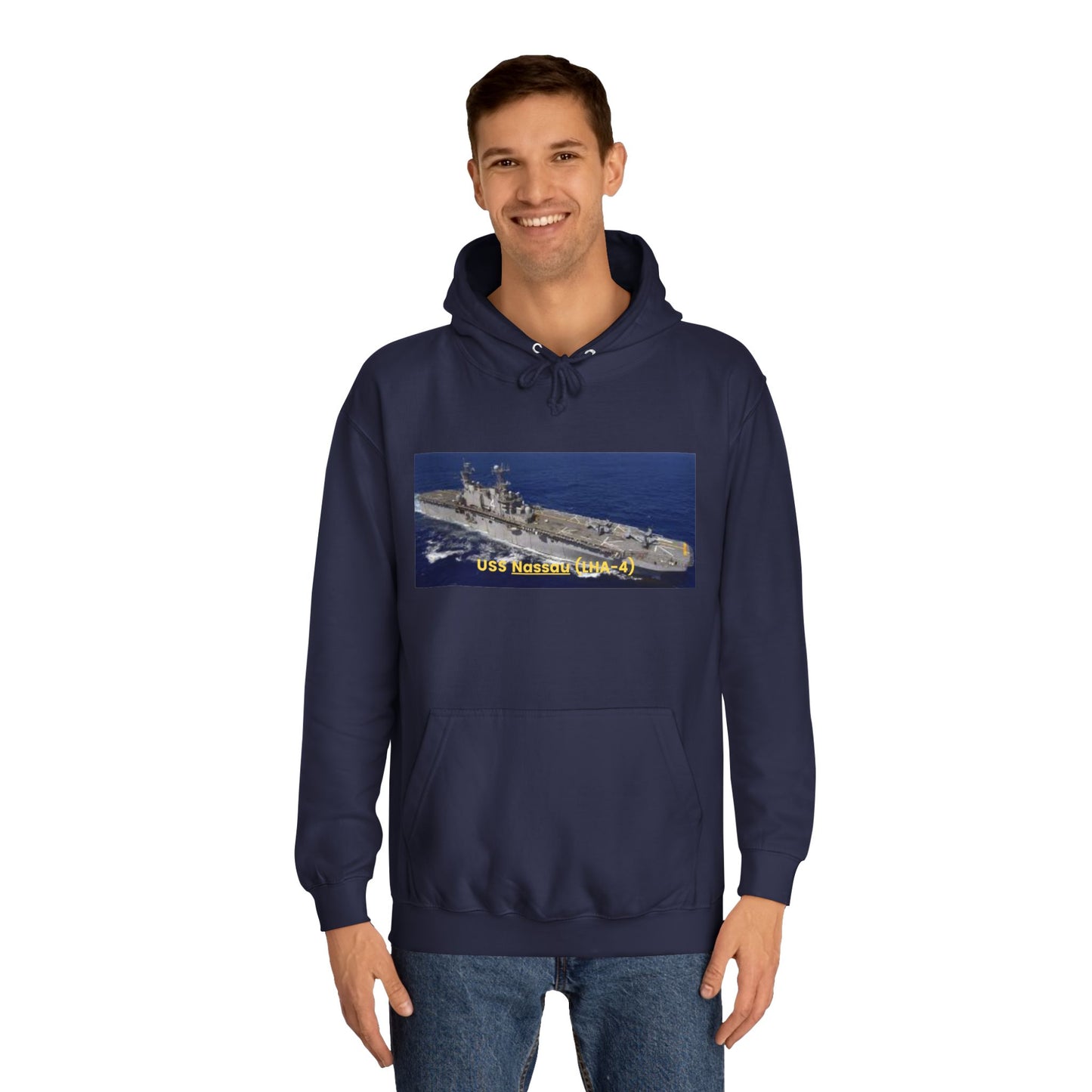 USS Nassau (LHA-4) Navy POD Smileandlaughtees  Unisex College Hoodie