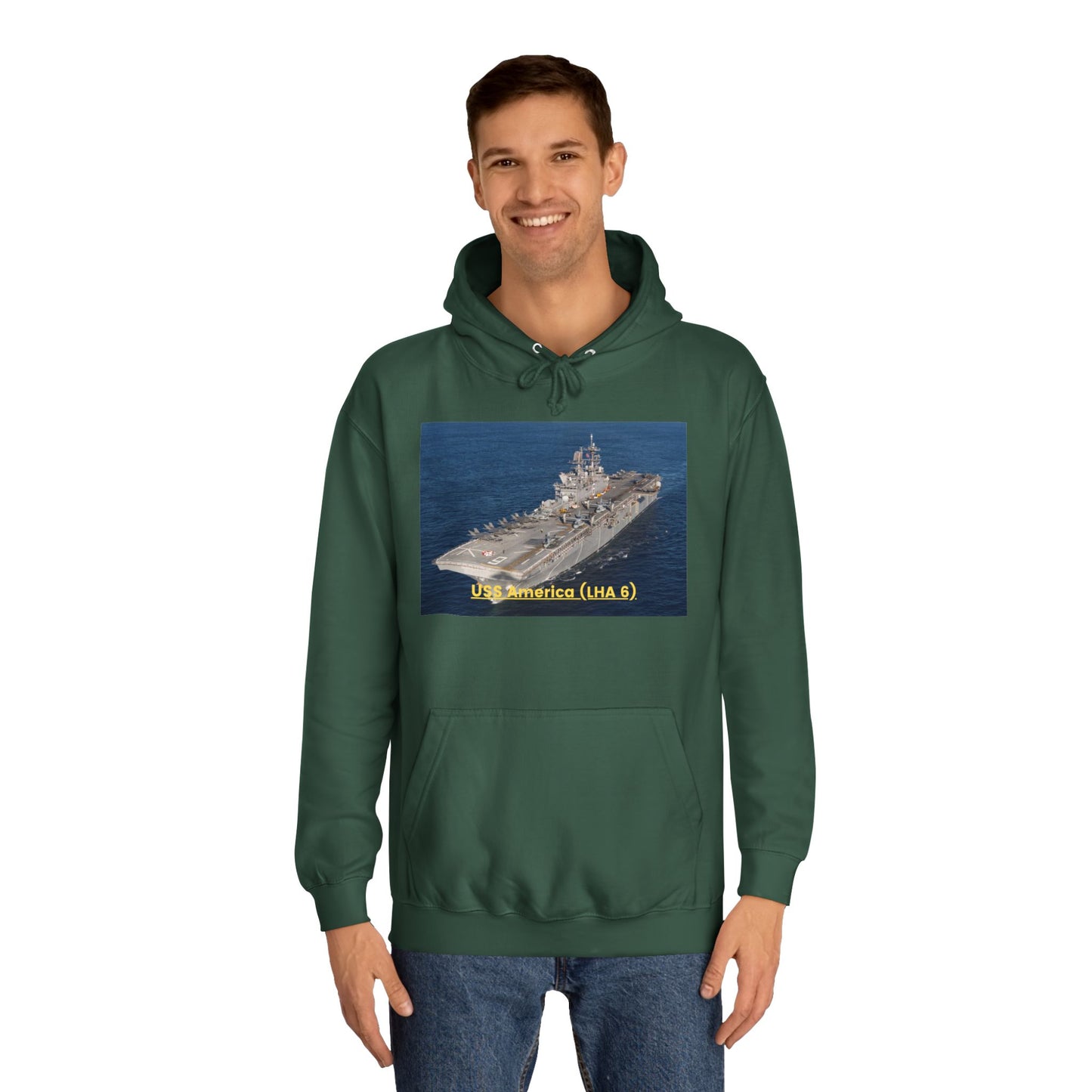 USS America (LHA 6) Navy POD Smileandlaughtees Unisex College Hoodie