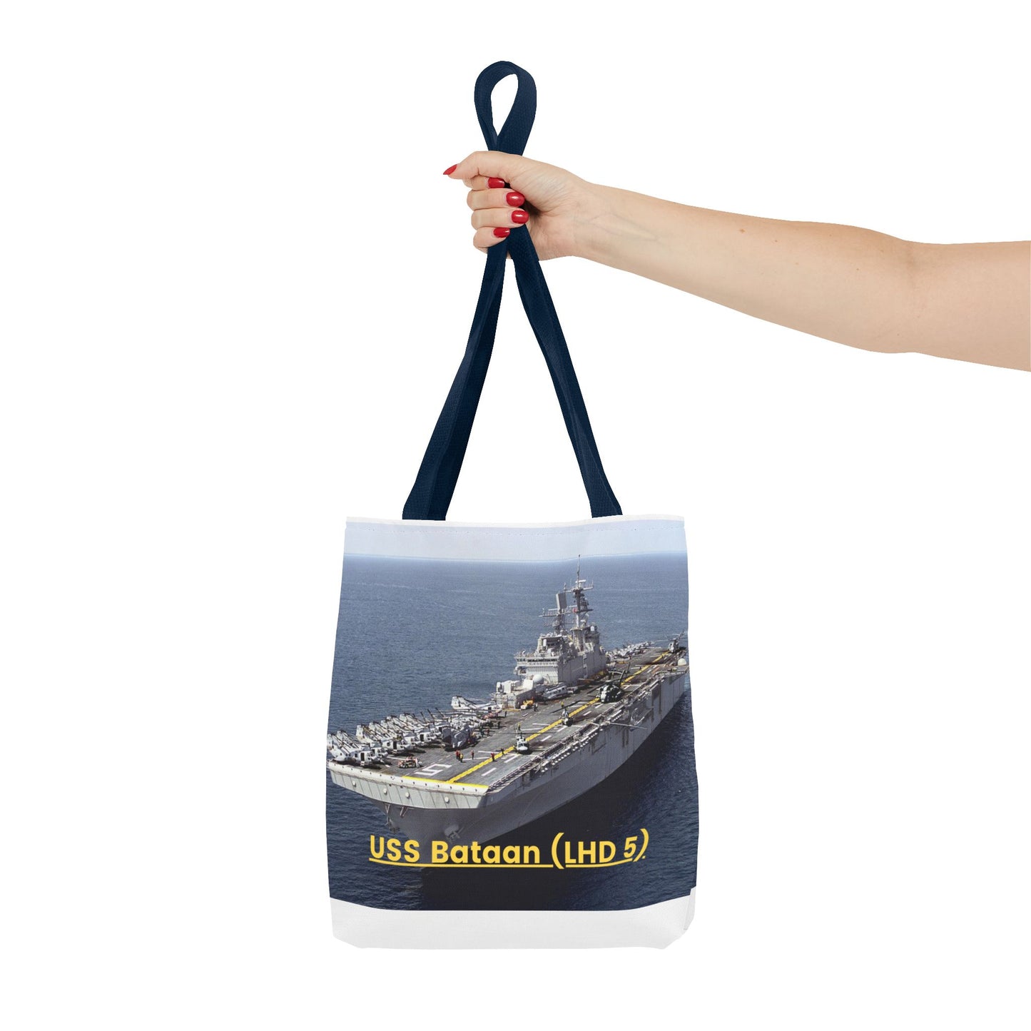 USS Bataan (LHD 5) Navy POD Smileandlaughtees Tote Bag (AOP)