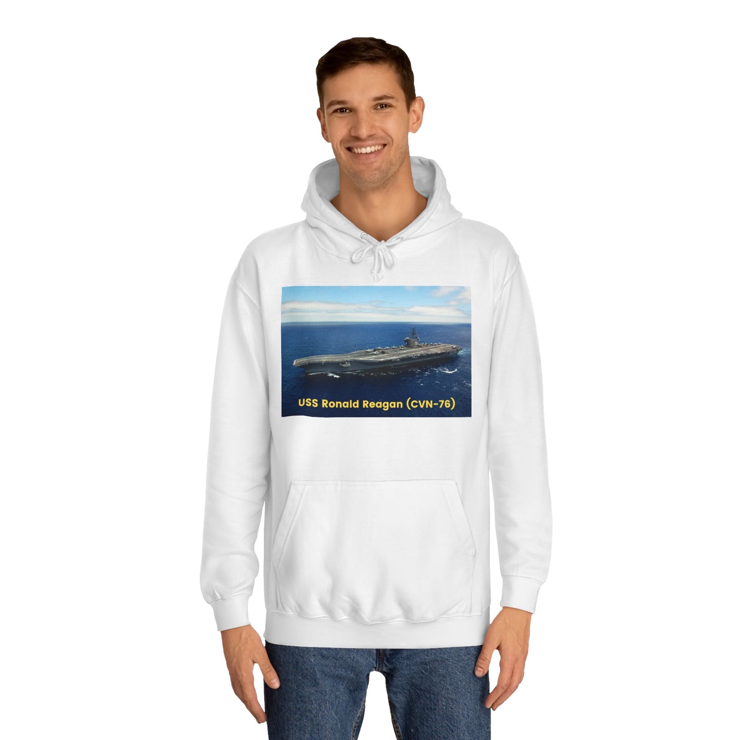 USS Ronald Reagan (CVN-76) Navy POD Smileandlaughtees Unisex College Hoodie