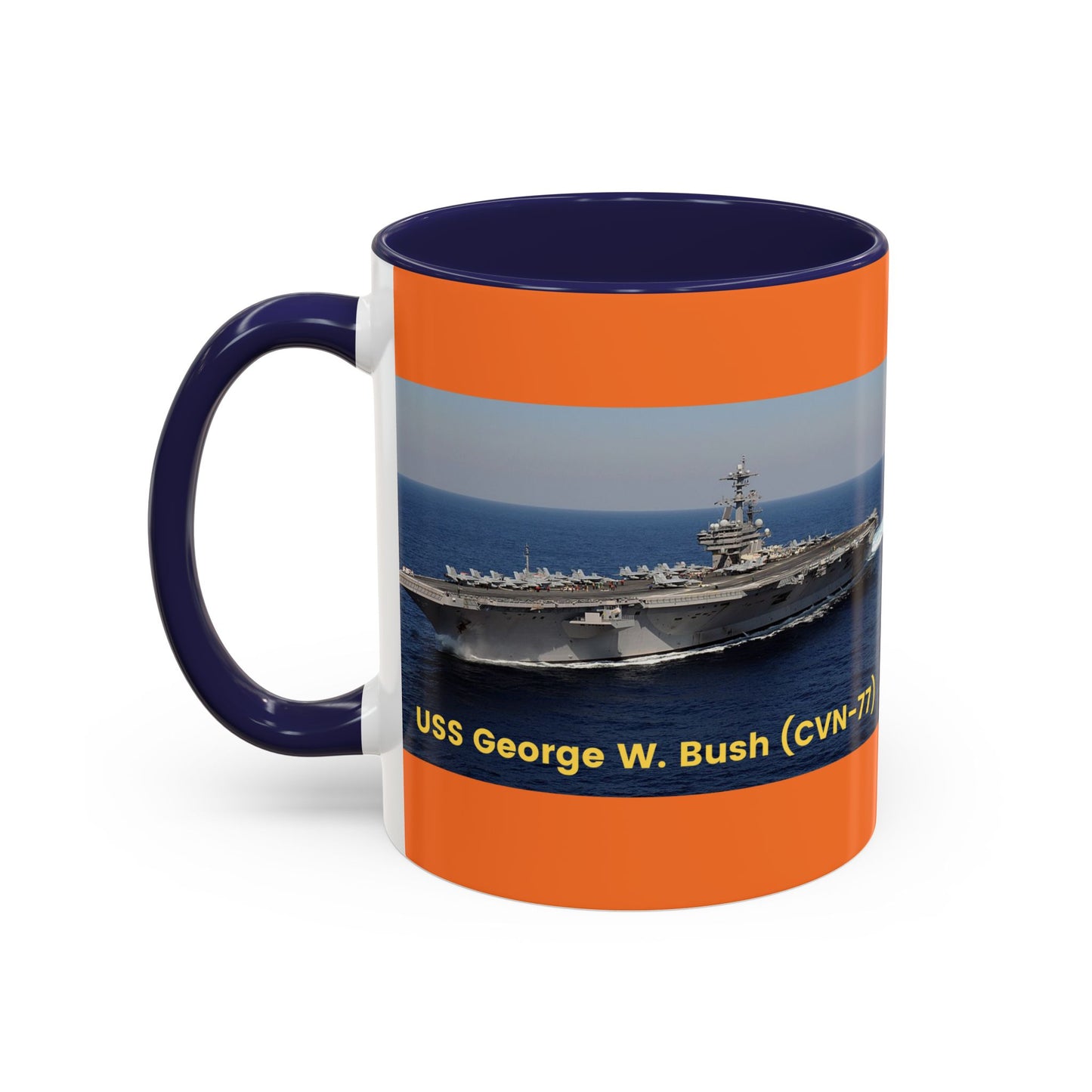 USS George W. Bush (CVN-77) Navy POD Smileandlaughtees Accent Coffee Mug (11, 15oz)