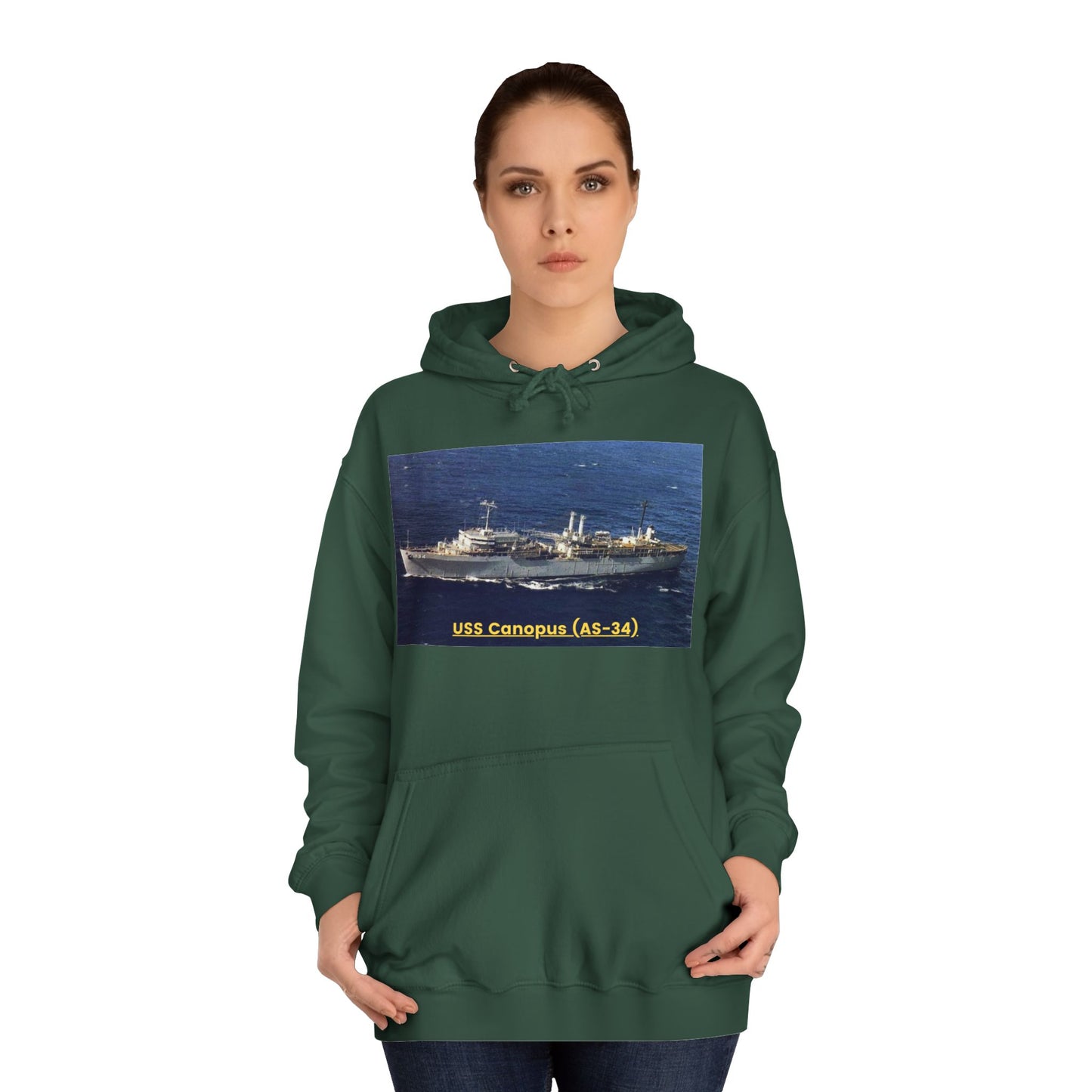 USS Canopus (AS-34) Navy POD Smileandlaughtees  Unisex College Hoodie