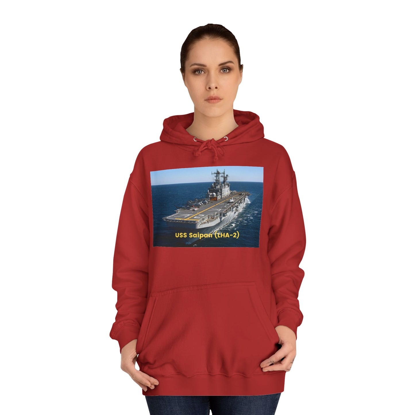 USS Saipan (LHA-2) Navy POD Smileandlaughtees Unisex College Hoodie