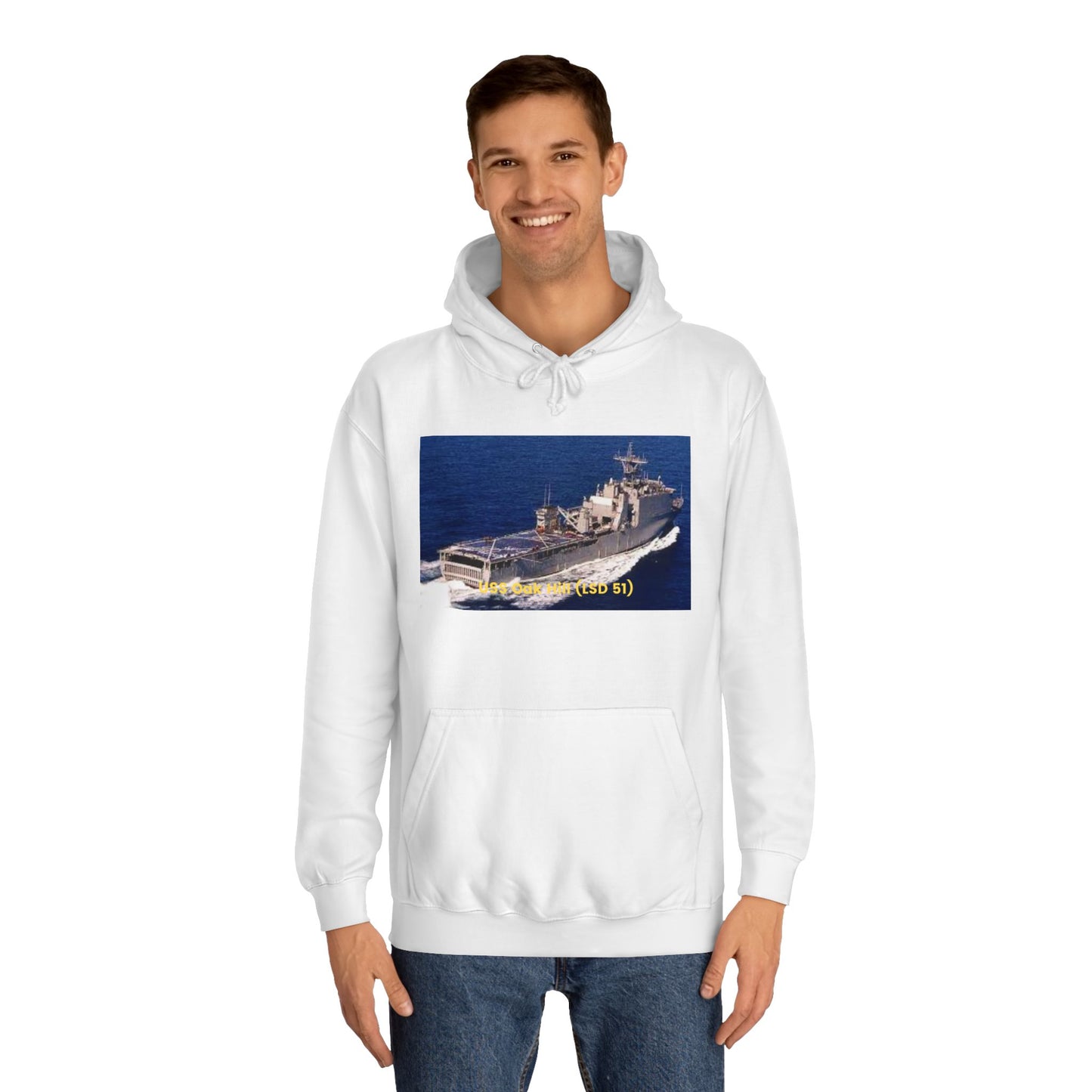 USS Oak Hill (LSD 51) Navy POD Smileandlaughtees  Unisex College Hoodie