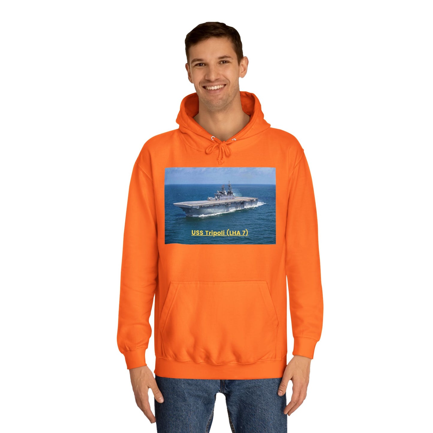 USS Tripoli (LHA 7) Navy POD Smileandlaughtees Unisex College Hoodie