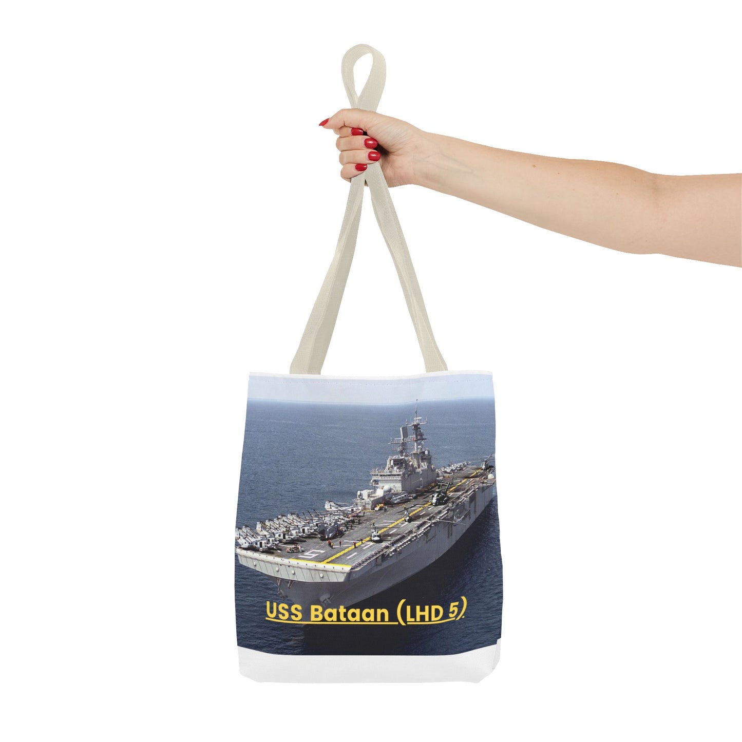 USS Bataan (LHD 5) Navy POD Smileandlaughtees Tote Bag (AOP)