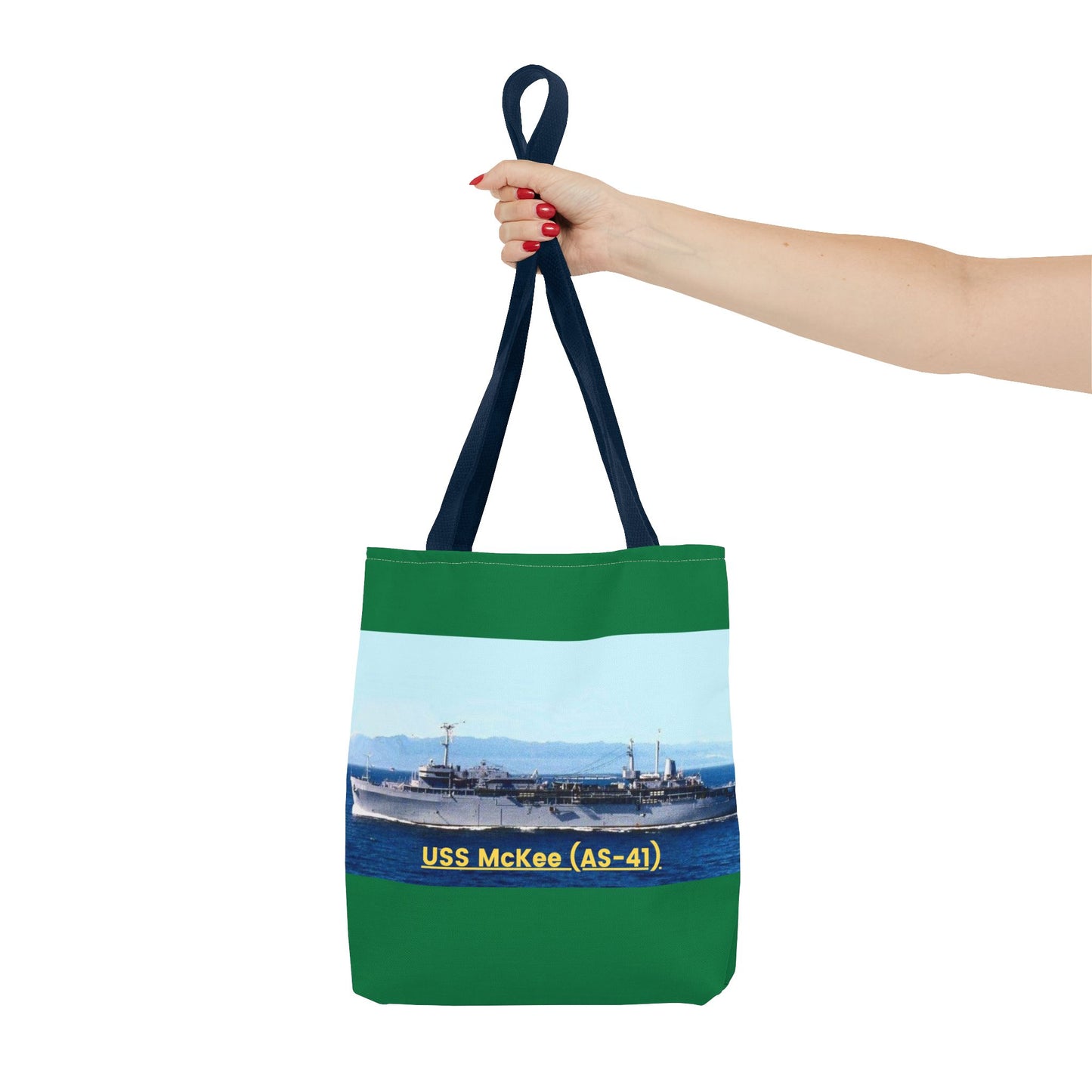 USS McKee (AS-41) Navy POD Smileandlaughtees Tote Bag (AOP)