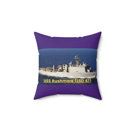 USS Rushmore (LSD 47) Navy POD Smileandlaughtees Spun Polyester Square Pillow