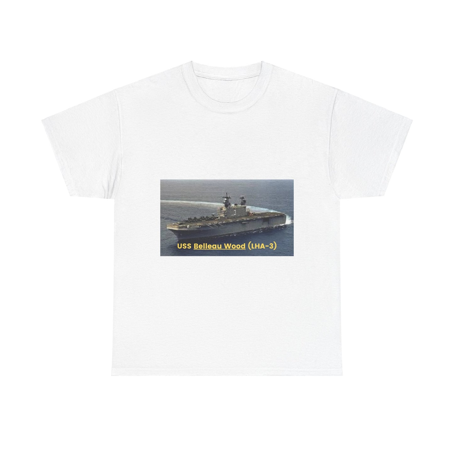 USS Belleau Wood (LHA-3) Navy POD Smileandlaughtees Unisex Heavy Cotton Tee T-Shirt