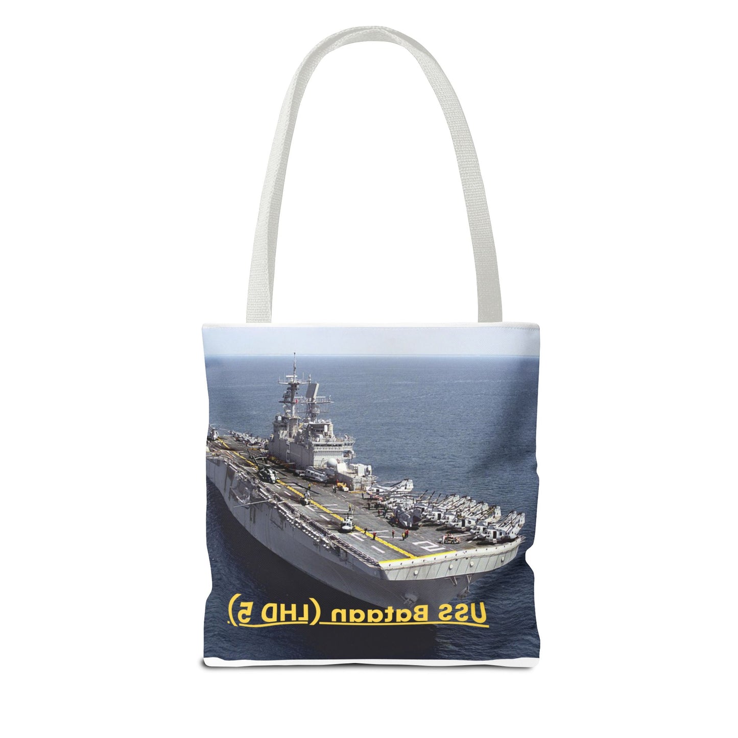 USS Bataan (LHD 5) Navy POD Smileandlaughtees Tote Bag (AOP)