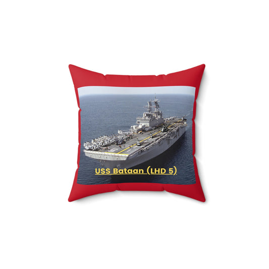 USS Bataan (LHD 5) Navy POD Smileandlaughtees Spun Polyester Square Pillow