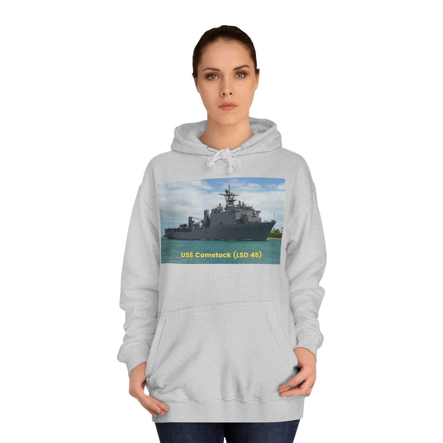 USS Comstock (LSD 45) Navy POD Smileandlaughtees Unisex College Hoodie