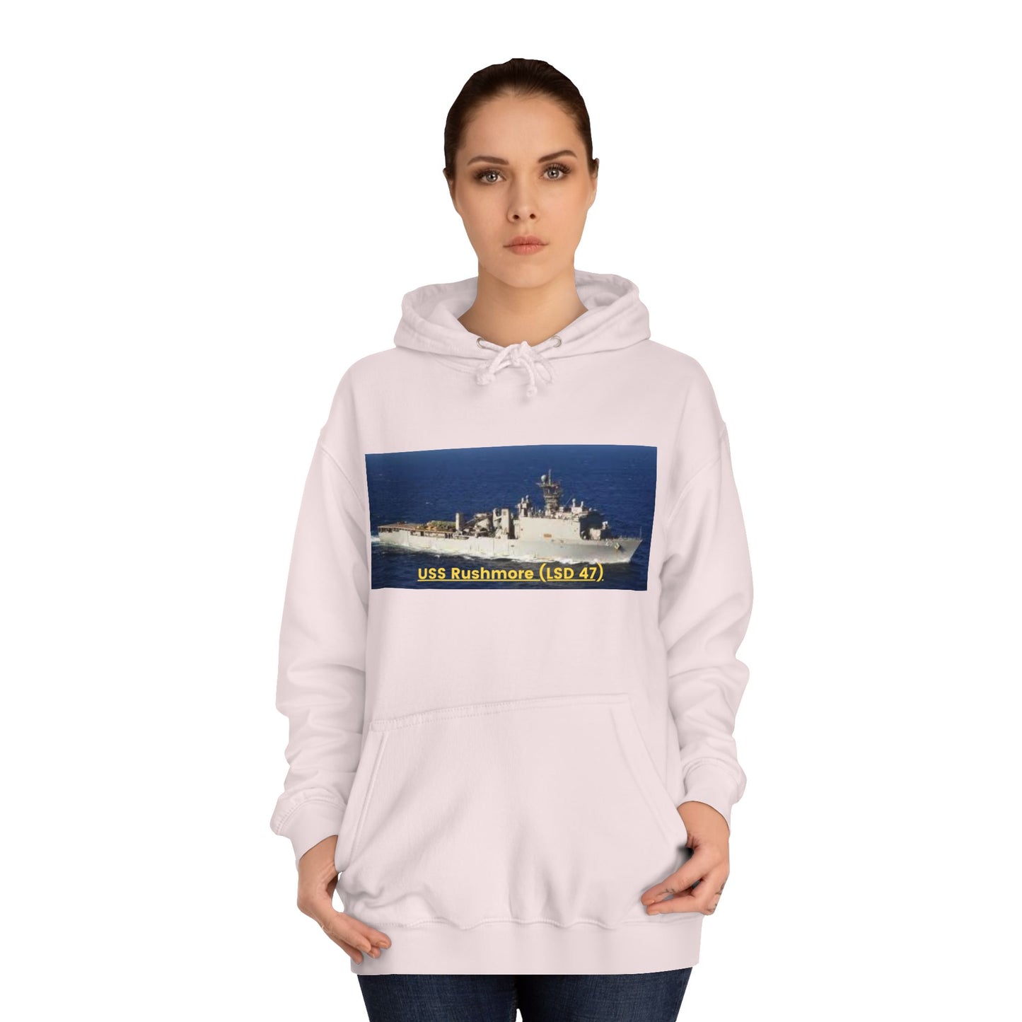 USS Rushmore (LSD 47) Navy POD Smileandlaughtees Unisex College Hoodie