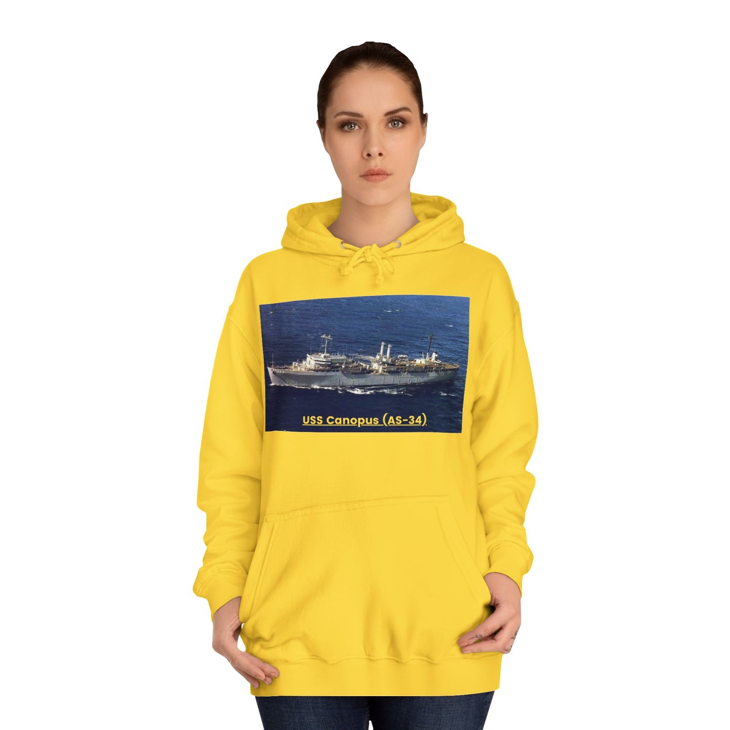 USS Canopus (AS-34) Navy POD Smileandlaughtees  Unisex College Hoodie