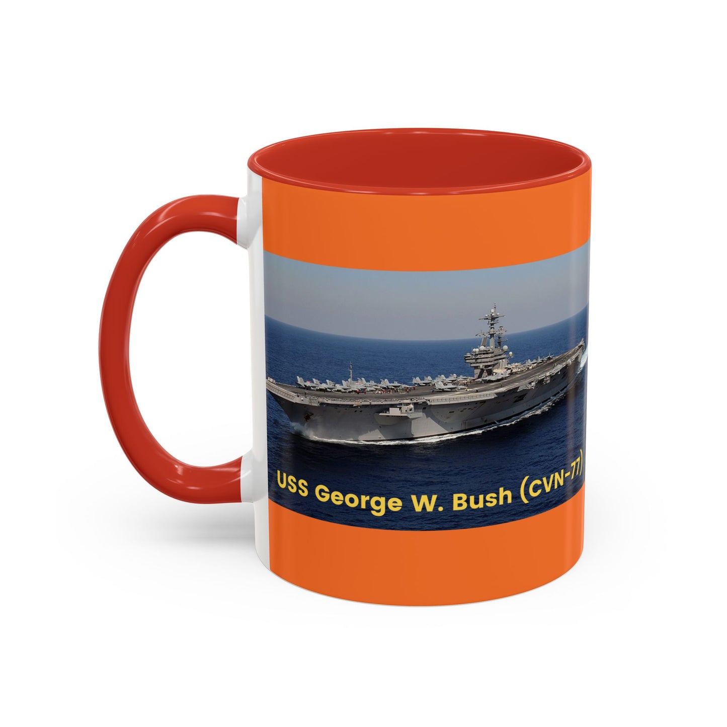 USS George W. Bush (CVN-77) Navy POD Smileandlaughtees Accent Coffee Mug (11, 15oz)