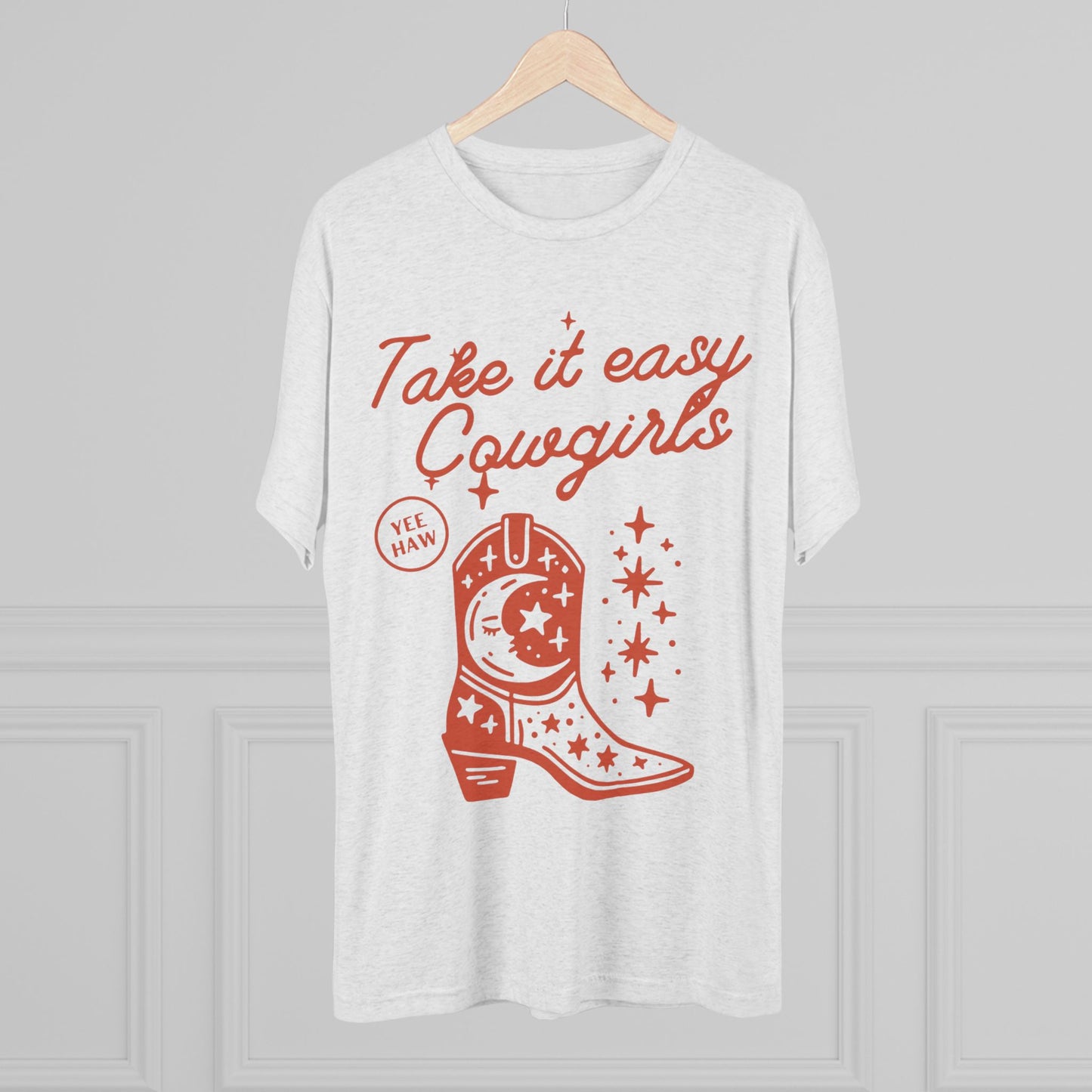 Take It East Cowgirls SmileandLaughTees Unisex Tri-Blend Crew T-Shirt