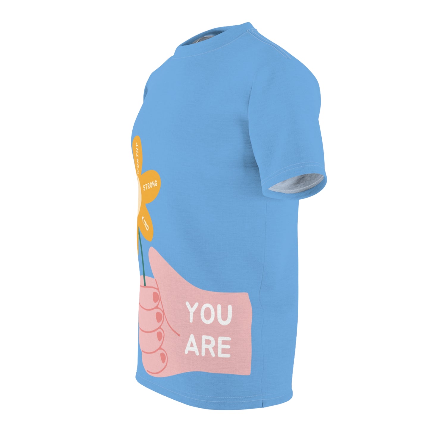 You Are Brave, Joyful, Worthy, Strong, Kind, Adored SmileandLaughTees Unisex Cut & Sew T-Shirt (AOP)